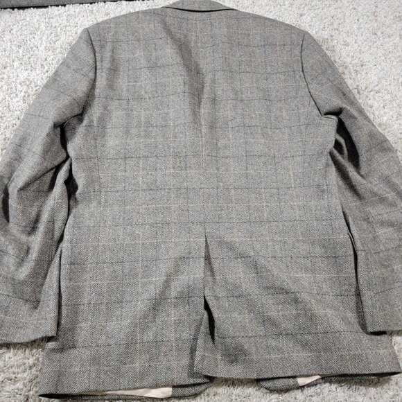 Hugo Boss Blazer Mens 40R Brown Wool Blend Plaid Lined Sports Coat Stain* - Picture 8 of 8